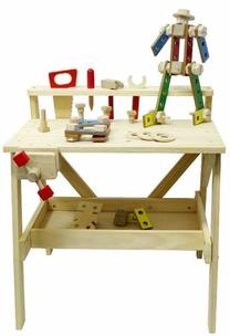Bērnu darbarīku komplekts Malowany Las Mechanic Workshop With Tools And Blocks, daudzkrāsaina