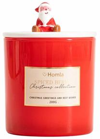 Свеча, ароматическая Homla Snowmie Spiced Berry, 200 г, красный цв.