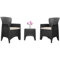 Lauko baldų komplektas, juodas, 2 vietų