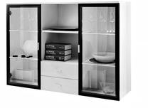 Vitrina ASM, balta/juoda, 120 cm x 40 cm x 94 cm