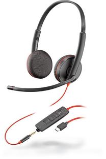 Laidinės ausinės Plantronics Blackwire 3225 Duo 209751-201, juoda sp./raudona sp.
