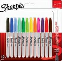 Teksto žymeklis Sharpie, 1 mm, įvairių spalvų, 12 vnt.