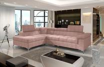 Kampinė sofa Eridano Omega 91, rožinė sp., kairinė, 202 x 275 cm x 90 cm