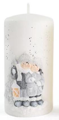 Ziemassvētku svece, cilindriskas Mondex Winter Fantasy BC9077-SW, 500 g, balta krās.