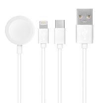 Telefono įkroviklis Magnetic Charging Cable 3in1, USB Type C/Lightning/USB/USB-A, 120 cm, balta sp.