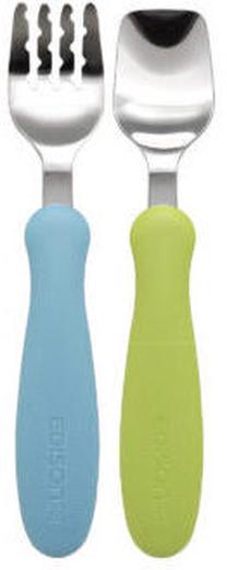 Stalo įrankiai Edison Mama Fork & Spoon Set KJ2834, 18 mėn., nerūdijantysis plienas/polipropilenas (pp), mėlyna sp./žalia sp.