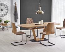 Stalas išskleidžiamas, ąžuolo/juoda, 160 - 220 cm x 90 cm x 76 cm