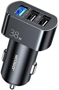Automobilinis įkroviklis Joyroom Fast Car Charger, 3 x USB, juoda sp., 38 W