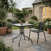Lauko stalas Domoletti, juoda sp., 60 cm x 60 cm x 70 cm