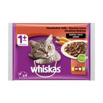 Mitrā kaķu barība Whiskas, jēra gaļa/liellopa gaļa/truša gaļa, 0.4 kg, 4 gab.