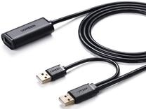 Laidas Ugreen USB 2.0 Active Extension, USB female/USB male, 500 cm, juoda sp.