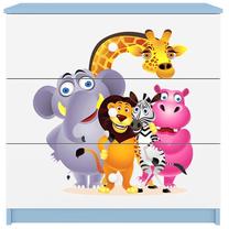 Laste kummut Kocot Kids Babydreams Zoo, sinine v./valge v./mitmevärviline, 41 cm x 80 cm x 80.5 cm