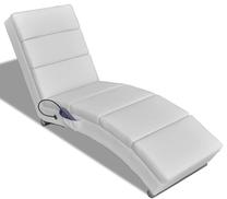 Krėslas VLX Massage Lounger Faux Leather 240969, balta sp., 155 cm x 51 cm x 73 cm
