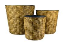 Gėlių vazonas OTE OTE-D009-SET-N, poliratanas, 41 cm x 41 cm, Ø 41 cm, ruda sp., 3 vnt.