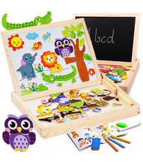 Attīstoša rotaļlieta Chalk Board Animal Puzzle, 23 cm, brūna krās./balta krās./daudzkrāsaina