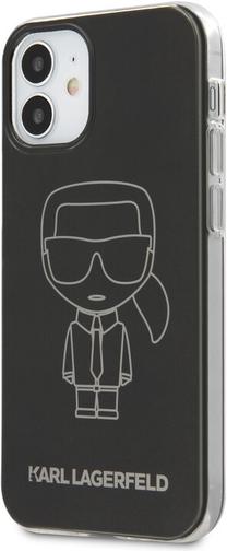 Telefono dėklas Karl Lagerfeld Metallic Iconic Outline Cover, juoda sp., Apple