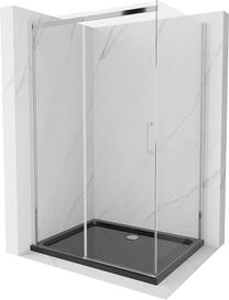 Dušo kabina Mexen Omega 825-120-080-01-00-4070, stačiakampė, 80 cm x 120 cm x 190 cm, juoda sp./chromo sp./grūdintas
