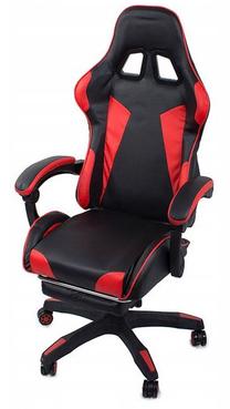 Игровой стул Verk Group With Footrest 1460, 50 x 48 x 118 - 126 см, черный цв./красный цв.