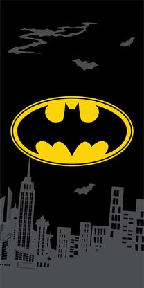 Paplūdimio rankšluostis Batman The Emblem, juoda sp./geltona sp., 140 cm x 70 cm