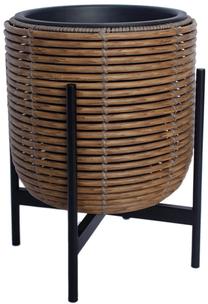 Gėlių vazonas Home4you Wicker 38107, plastikinis/metalas, Ø 30 cm, ruda sp.