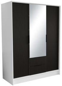 Spinta Norel, balta sp./juoda sp., 150 cm x 51 cm x 200 cm, su veidrodžiu