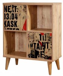 Spintelė Kalune Design Porta 766, juoda sp./pušies sp/raudona sp., 77 cm x 35 cm x 95 cm