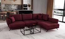Kampinė sofa Larde Velvetmat 25, bordo sp., dešininė, 191 x 276 cm x 90 cm