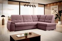 Kampinė sofa Sado Velvetmat 24, rožinė sp., dešininė, 192 x 272 cm x 95 cm