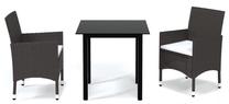 Āra mēbeļu komplekts VLX Dining 3 Piece Set, melns krās./krēmkrāsas krās./brūns krās., 2 sēdvietas