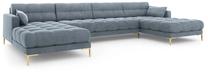 Sofa Micadoni Home Mamaia Velvet Panoramic, žydra sp., 383 x 185 cm x 75 cm
