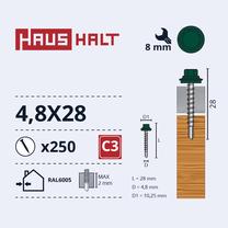 Pašvītņojošā skrūve Haushalt DIN 7504K, 4.8 mm x 28 mm, 250 gab.