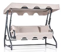 Lauko sūpynės Kalune Design Ruta 3, juoda sp./kreminė sp., 110 cm x 200 cm x 165 cm