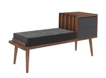 Prieškambario suoliukas Kalune Design Rino, antracito sp./riešuto sp., 45 cm x 120 cm x 40 cm