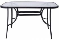 Lauko stalas Springos GF1039, skaidri sp./juoda sp., 120 cm x 70 cm x 73 cm