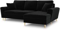 Kampinė sofa Micadoni Home Moghan Velvet 4 Seats, juoda sp., dešininė, 241 x 145 cm x 88 cm