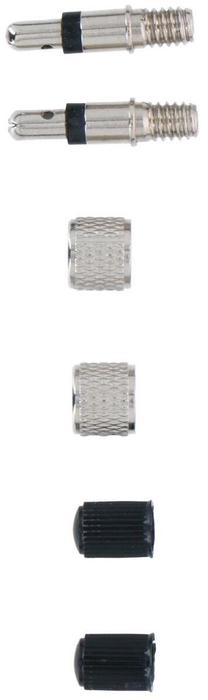 Dviračio ventilių rinkinys Bicycle Gear, aliuminis/plastikas, sidabro sp./juoda sp., 6 vnt.