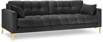 Sofa Micadoni Home Mamaia Velvet, tamsiai pilka sp., 177 x 92 cm x 75 cm