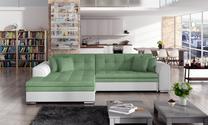 Kampinė sofa Sorento Soro 34, Soft 17, balta sp./mėtinė (mint) sp., kairinė, 195 x 295 cm x 80 cm