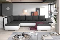 Kampinė sofa Giovanni Berlin 02, Soft 17, balta sp./juoda sp., dešininė, 200 x 340 cm x 88 cm