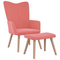 Krėslas VLX Relaxing Velvet, rožinė sp., 69 cm x 61.5 cm x 95.5 cm
