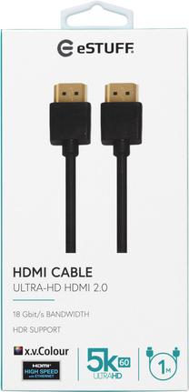 Vads Estuff ES606011 HDMI, HDMI, 1 m, melna krās.