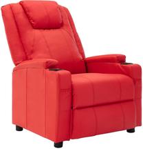 Atlošiamas krėslas VLX Reclining Faux Leather Chair, raudona sp., 88 cm x 75 cm x 106 cm
