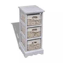 Komoda VLX Wooden Storage Rack 3, balta sp., 58 cm x 28 cm x 25 cm