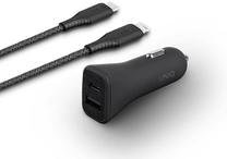Automobilinis įkroviklis Uniq, USB/Apple Lightning/USB-C