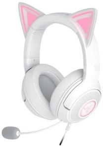 Laidinės žaidimų ausinės vaikams Razer Kraken Kitty V2, balta/rožinė