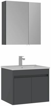 Vonios kambario baldų komplektas Kalune Design Side 65 v2-786, matinė antracito sp., 45 cm x 65 cm x 52 cm