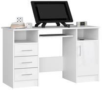 Rašomasis stalas su spintele Akord Ana, 124 cm x 52 cm, 74 cm, skaidri sp./balta sp.