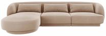 Kampinė sofa Cosmopolitan Design Tulum Velvet Bluvel 28, beige melange sp., kairinė, 156 x 255 cm x 70 cm