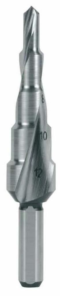 Pakopinis grąžtas Ruko, plienui/plastikas/aliuminiui, hss, tri-flat, 4-12 mm x 6.5 cm