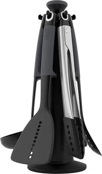 Virtuvės reikmenų rinkinys, su stovu Joseph Joseph Elevate Carousel, 21 cm, 35.3 cm, juoda sp./pilka sp., 6 vnt.